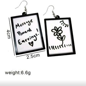 Black and White Message Board Earrings